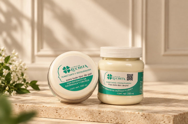 La Crema de Luchita Día, humectante y restauradora, en presentaciones de 100 y 250 ml