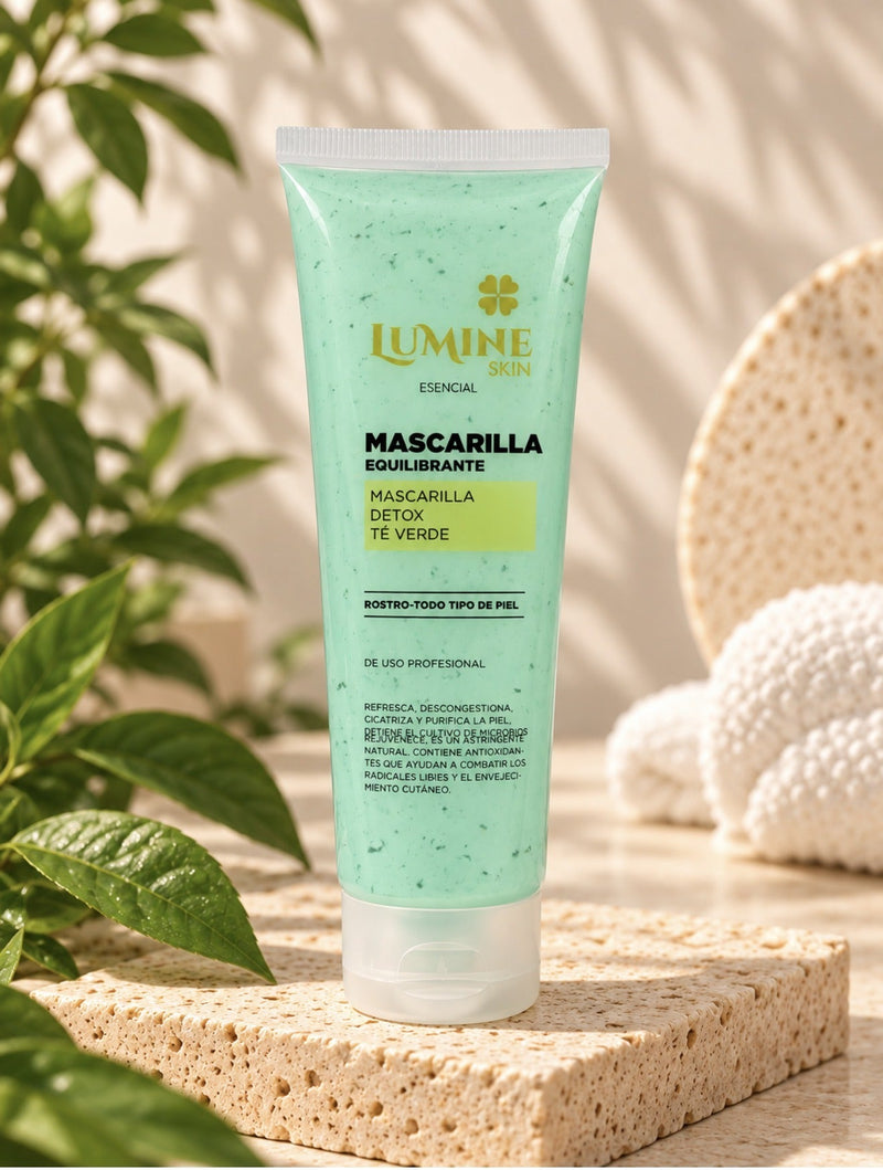 Mascarilla Equilibrante detox de té verde LUMINE Esencial, tubo de 150 ml